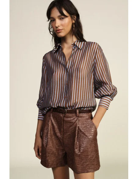 Camicia A Righe Con Nodo Frontale E Maniche Ampie Dixie