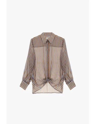 Camicia A Righe Con Nodo Frontale E Maniche Ampie Dixie