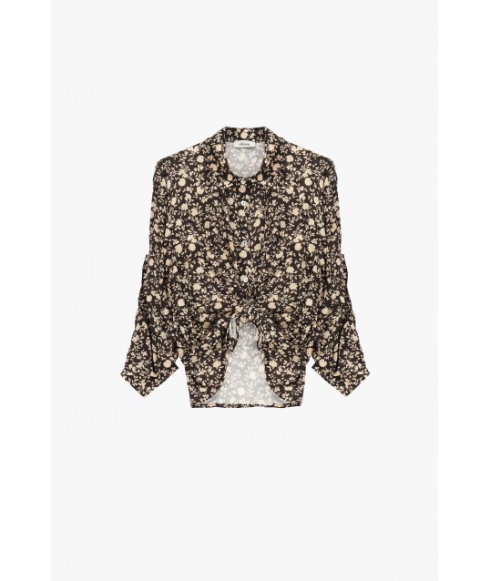 Dixie Floral Print Shirt with Front Knot