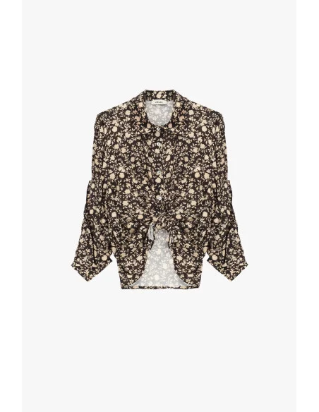 Floral Print Blouse with Front Knot Dixie