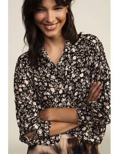 Camicia Stampa Floreale Con Nodo Frontale Dixie