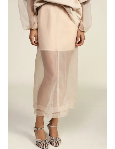 Midi Skirt with Double Layer and Elasticated Waist Dixie
