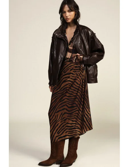 Animal Print Wrap Midi Skirt Dixie
