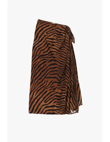 Jupe midi croisée à imprimé animalier Dixie