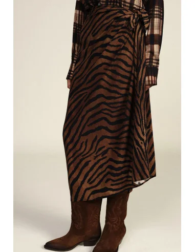 Animal Print Wrap Midi Skirt Dixie