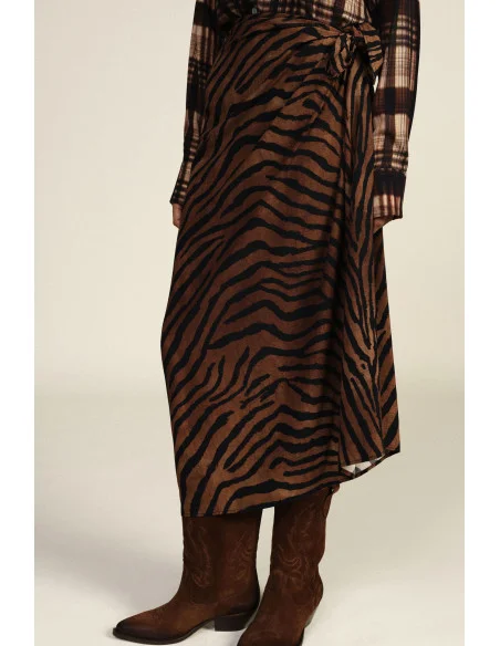 Jupe midi croisée à imprimé animalier Dixie