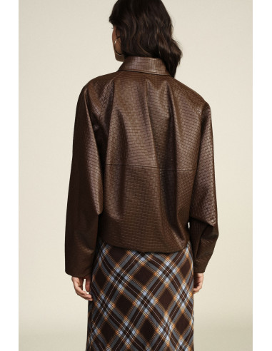Faux Leather Jacket with Wide Sleeves and a Dixie Zip - Vestiti Fir...
