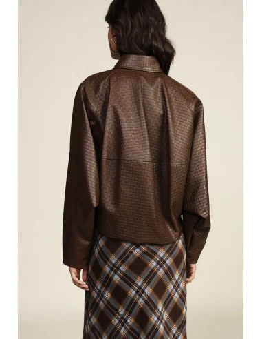 Veste en similicuir à manches amples et à fermeture éclair Dixie