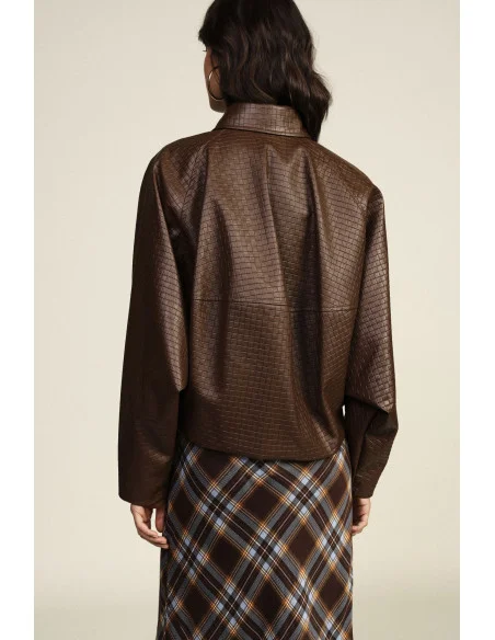 Faux Leather Jacket with Wide Sleeves and Zip Dixie