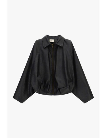 Veste en similicuir à manches amples et à fermeture éclair Dixie