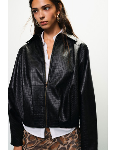 Giacca In Ecopelle Con Maniche Ampie E Zip Dixie