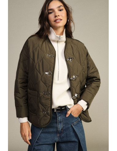 Quilted Jacket with Metal Fastenings and Patch Pockets Dixie