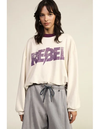Sweat-shirt à col rond avec imprimé graphique Rebel Dixie