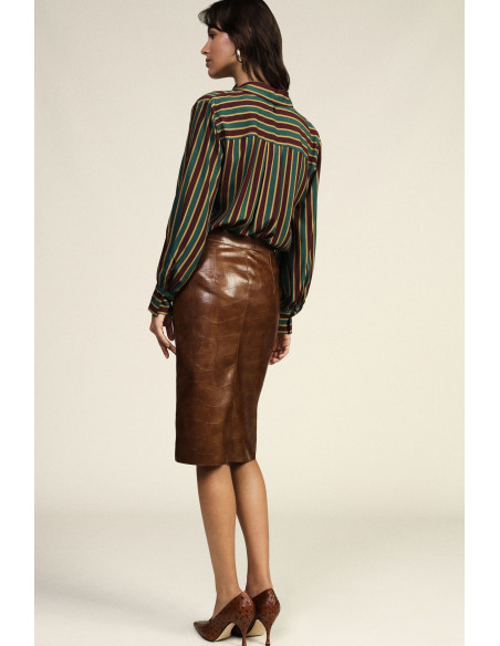 Dixie Mid-Length Sheath Skirt with Coconut-Effect Print - Vestiti F...