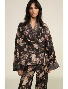 Cappotto Corto Fantasia Floreale Con Cintura Dixie