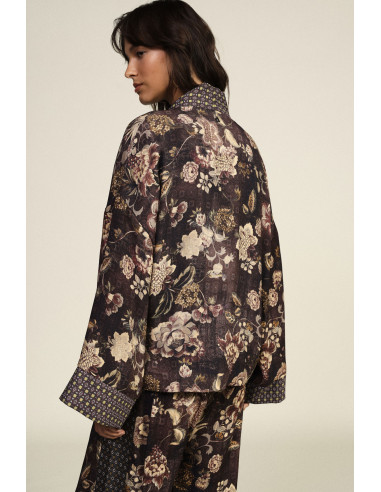 Manteau court à motif floral avec ceinture Dixie - Vestiti Firmati ...