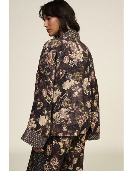 Dixie Short Floral Print Coat with Belt - Vestiti Firmati Life Smiles