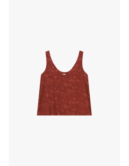 Loose Floral Jacquard Top with Deep Neckline Dixie