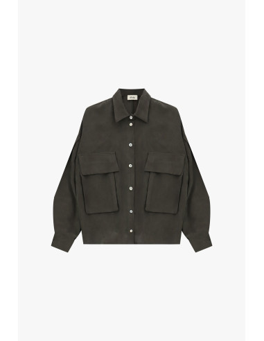 Dixie Oversized Shirt with Large Pockets and Drawstring - Vestiti F...