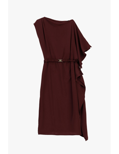 Robe midi asymétrique avec ceinture et volants Dixie - Robes de créateurs...