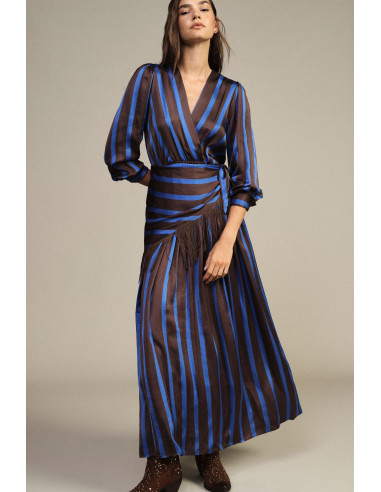 Long Striped Dress with V-neck and Fringing – Dixie - Vestiti Firma...