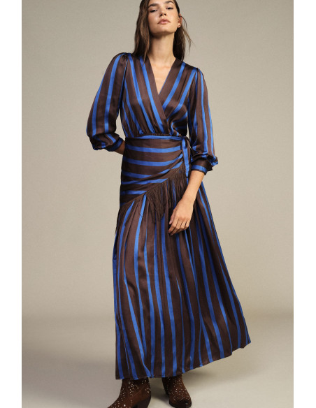 Long Striped Dress with V-neck and Fringing – Dixie - Vestiti Firma...