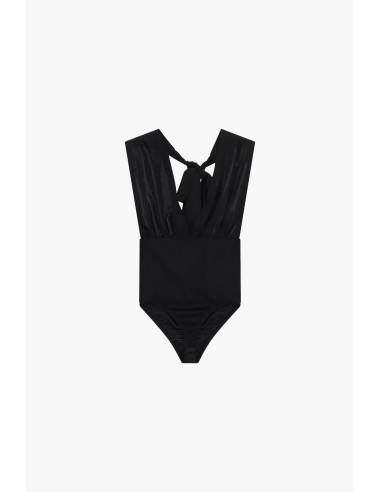 Body moulant à décolleté plongeant croisé et nœud Dixie - Vêtements de créateurs...