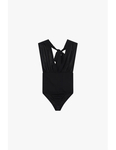 Body moulant à décolleté plongeant croisé et nœud Dixie - Vêtements de créateurs...