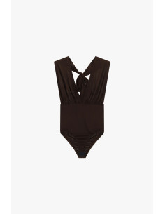 Body moulant à décolleté plongeant croisé et nœud Dixie - Vêtements de créateurs... 2