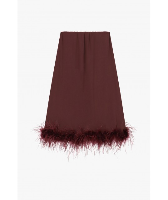 Gonna Midi Con Bordo Piumato E Linea Dritta Dixie