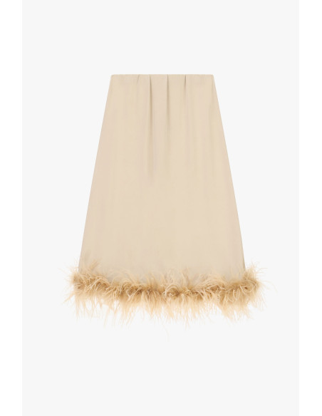 Dixie Midi Skirt with Feathered Hem and Straight Cut - Vestiti Firm...