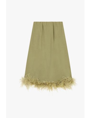 Dixie Midi Skirt with Feathered Hem and Straight Cut - Vestiti Firm...