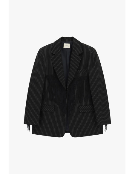 Blazer Gessato Con Frange Decorative Dixie