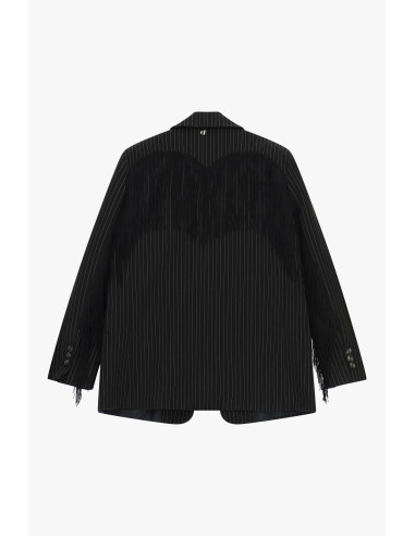 Blazer Gessato Con Frange Decorative Dixie
