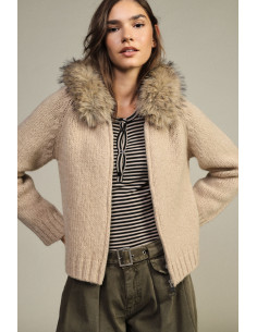 Dixie Fur-Trimmed Hooded Zip-Up Cardigan - Women’s Clothing...