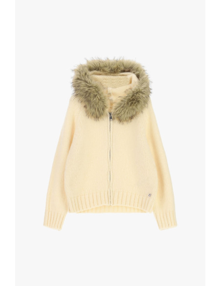 Cardigan à fermeture éclair et capuche bordée de fourrure Dixie - Vêtements F...