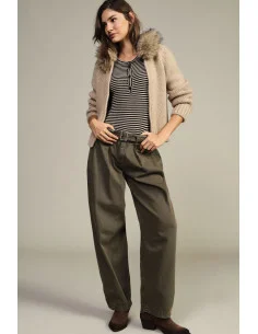 High-Waisted Palazzo Trousers with Belt and Pleats Dixie