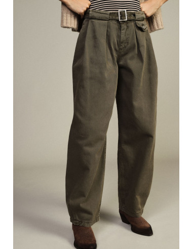 Pantaloni Palazzo Vita Alta Con Cintura E Pinces Dixie