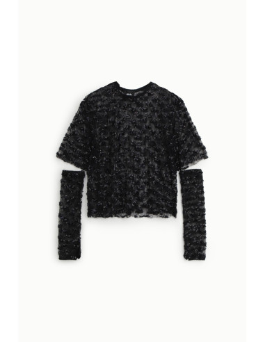 Top Cropped Testurizzato Con Maniche Rimovibili Dixie