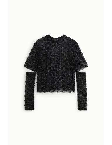 Top Cropped Testurizzato Con Maniche Rimovibili Dixie