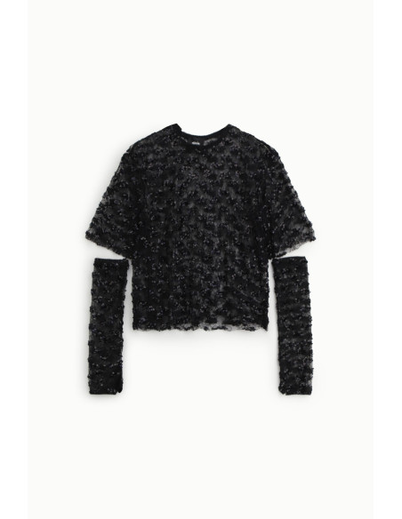Top Cropped Testurizzato Con Maniche Rimovibili Dixie