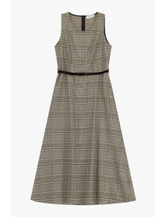 Long, Flared Chequered Dress with Belt – Please 2