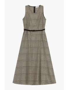 Robe longue évasée à carreaux avec ceinture Please 2