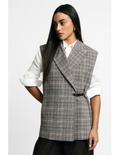 Gilet A Quadri Con Cintura Laterale E Rever Please