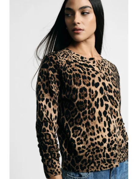 Animal-print cardigan with front buttons – Please