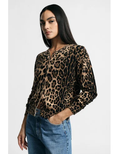 Cardigan Stampa Animalier Con Bottoni Frontali Please