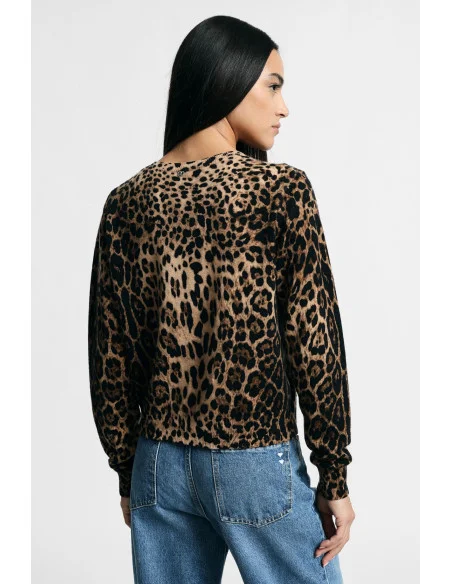 Animal-print cardigan with front buttons – Please