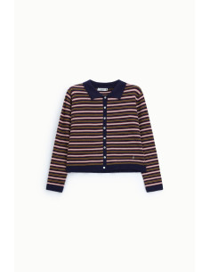 Striped Cardigan with Buttons and Polo Collar – Please 2