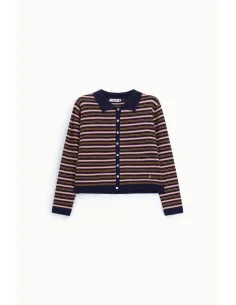 Striped Cardigan with Buttons and Polo Collar – Please 2