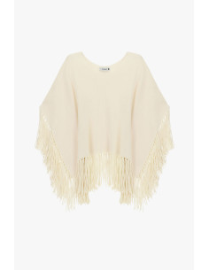 Poncho with fringing on the sleeves and hem, please